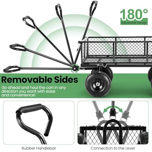 Homdox MAX Heavy Duty Garden Wagon for Yard Garden Beach Farm  
Homdox MAX 180° Rotating Handle Foldable Garden Cart for