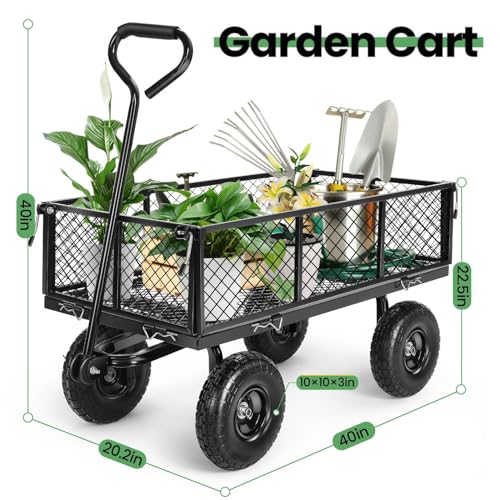 Homdox MAX Heavy Duty Garden Wagon for Yard Garden Beach Farm  
Homdox MAX 180° Rotating Handle Foldable Garden Cart for