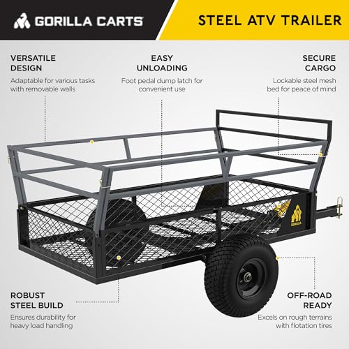 Gorilla Rugged Outdoor ATV Trailer Utility Garden Cart 1400 Pound Capacity Black
Gorilla Rugged Outdoor ATV Trailer Util